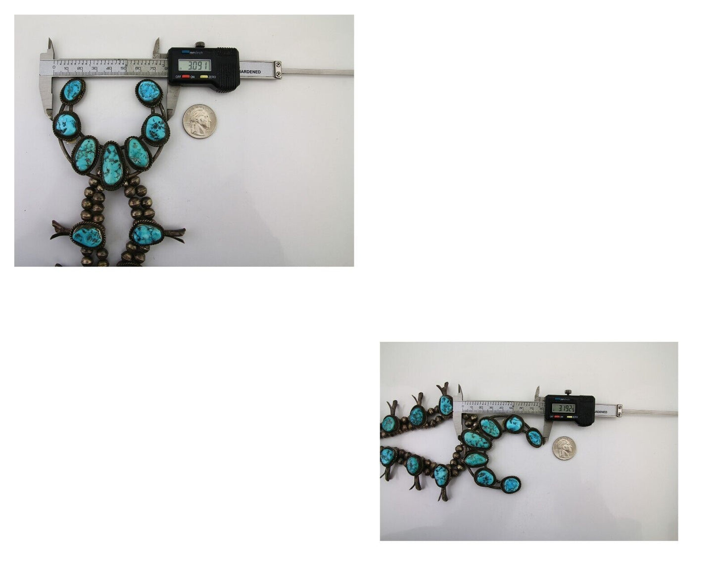VTG Navajo Natural Blue Turquoise Squash Necklace 925 Silver Native Artist