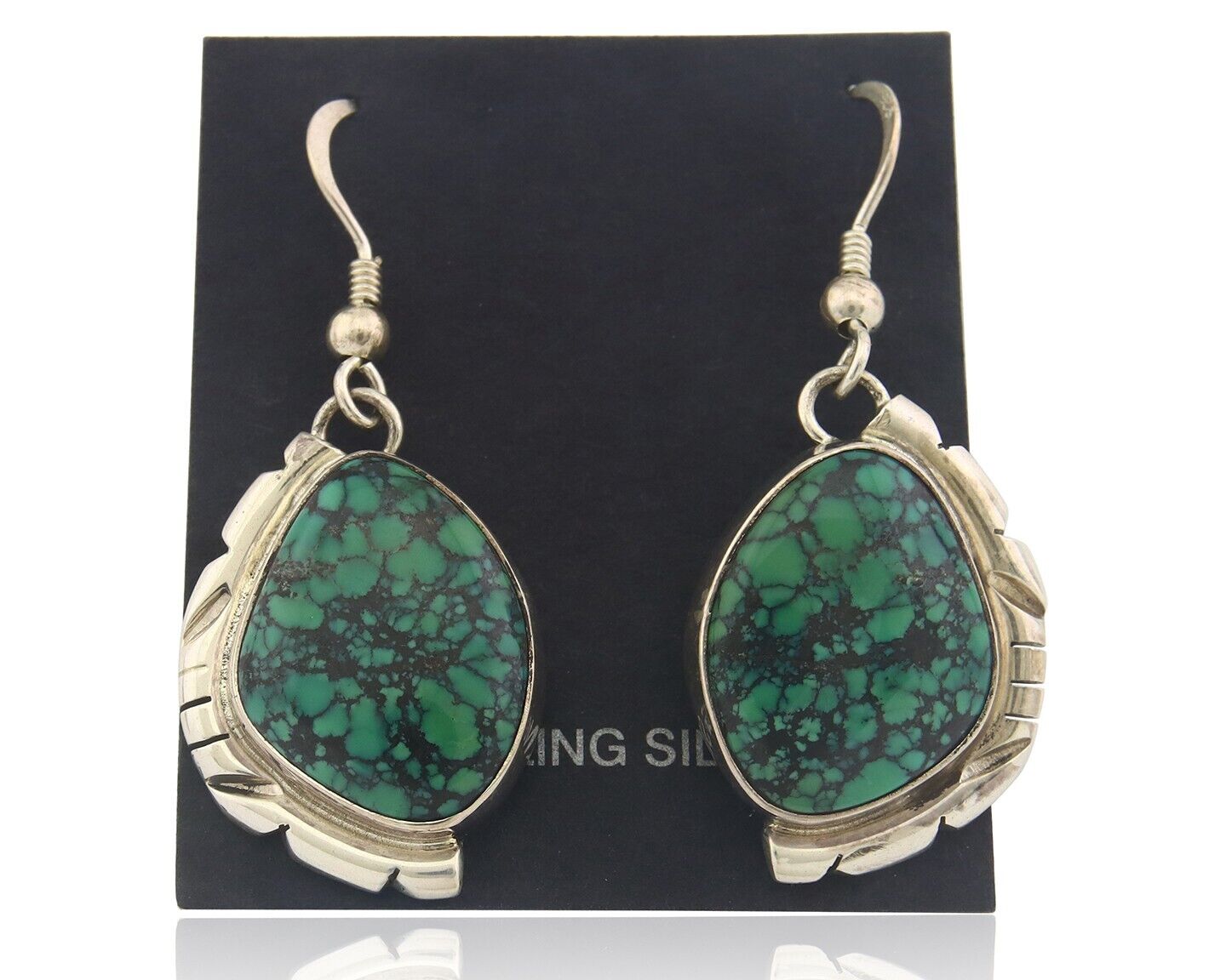 Navajo Earrings 925 Silver Handmade Natural Turquoise Native Artist C.80's