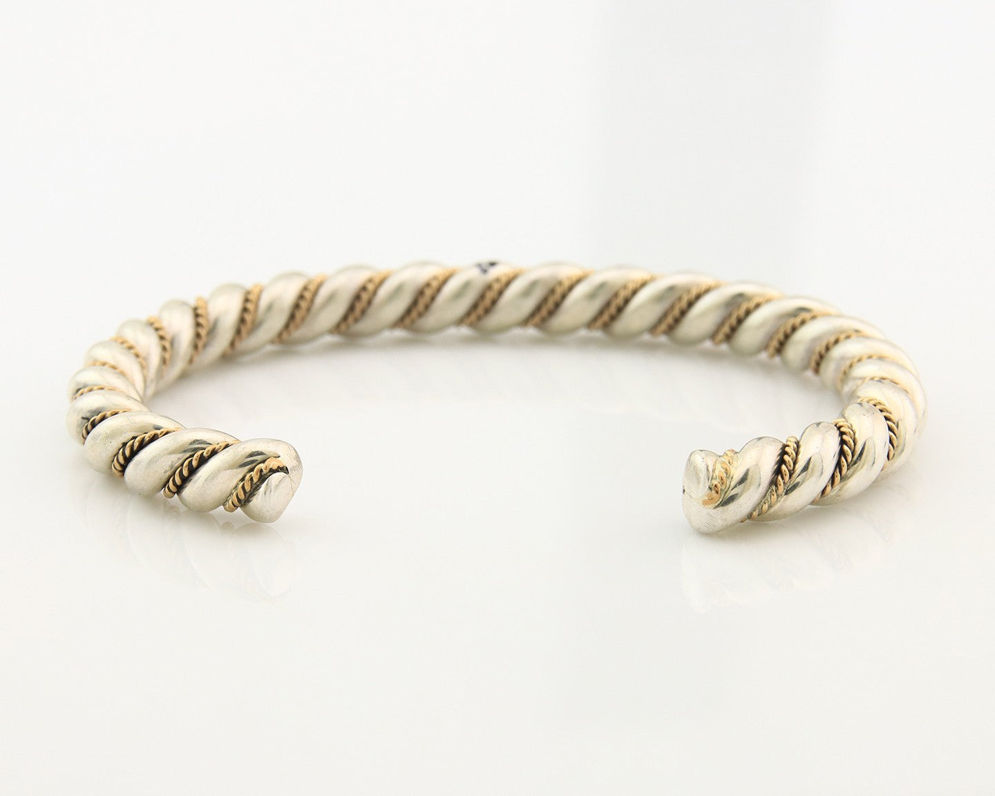 Navajo Twist Cuff Bracelet Sterling Silver Gold Authentic Vintage Native Artist