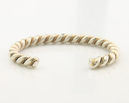Navajo Twist Cuff Bracelet Sterling Silver Gold Authentic Vintage Native Artist