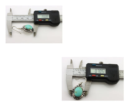 Navajo Handmade Earrings 925 Silver Natural Arizona Turquoise Signed Gecko C.80s