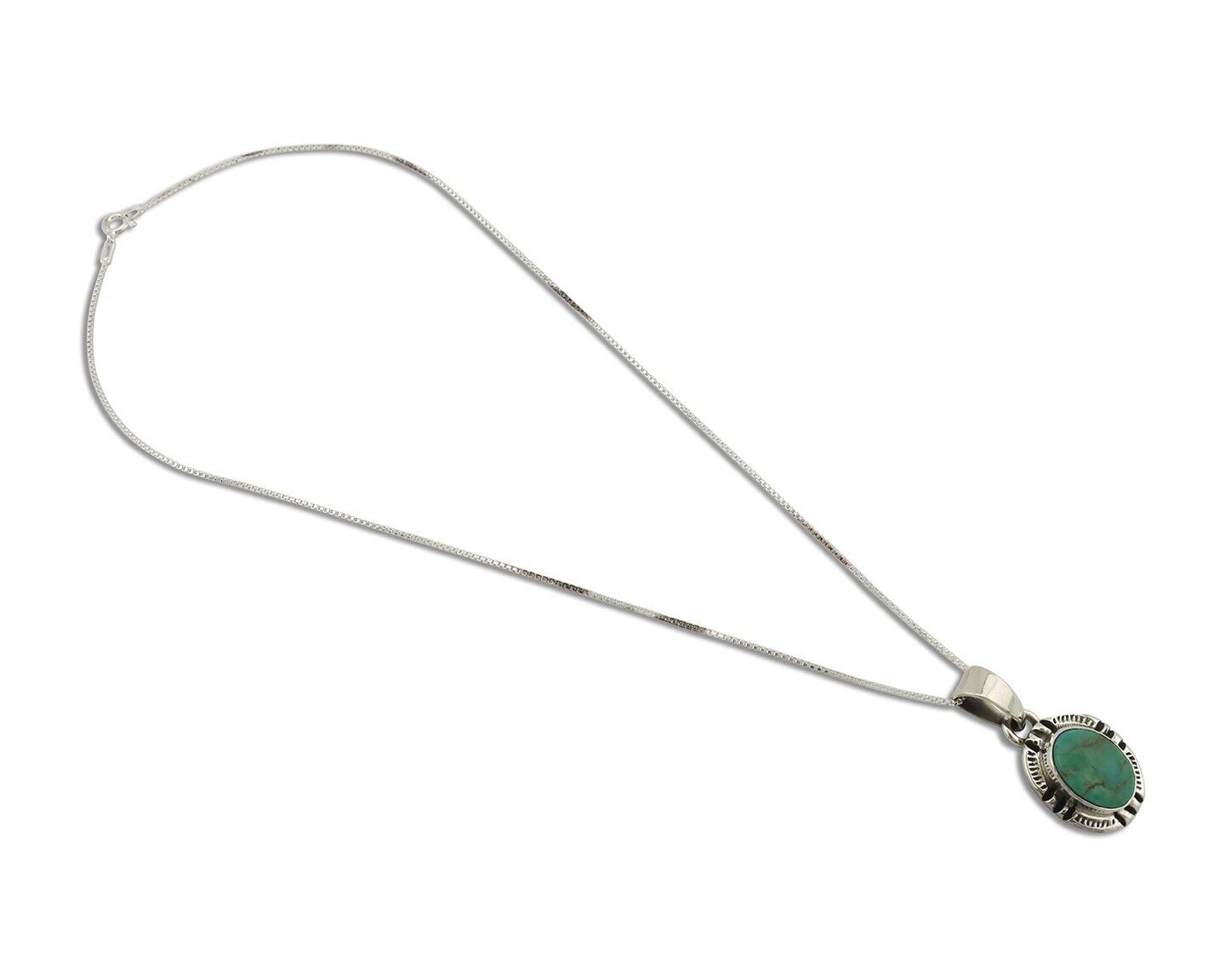 Navajo Necklace 925 Silver Arizona Turquoise Handmade Signed Gecko C.90's