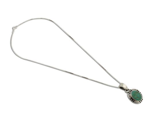Navajo Necklace 925 Silver Arizona Turquoise Handmade Signed Gecko C.90's