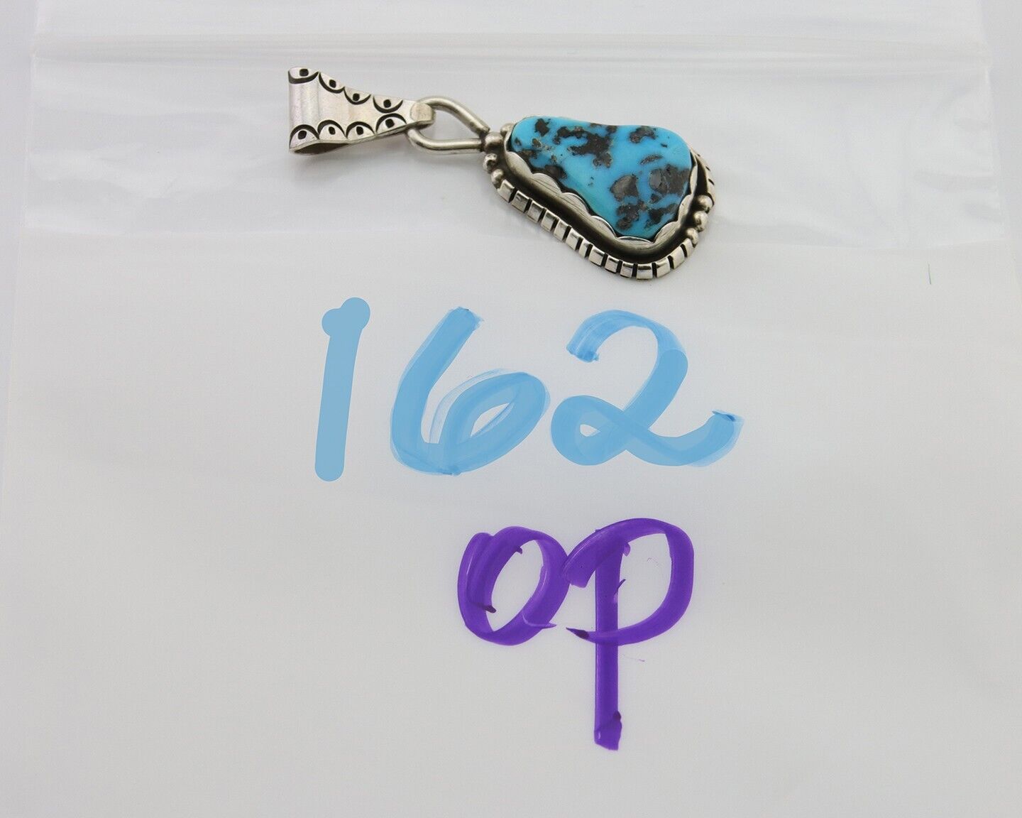 Navajo Sleeping Beauty Turquoise Pendant 925 Silver Artist Tony Guerro C.80's