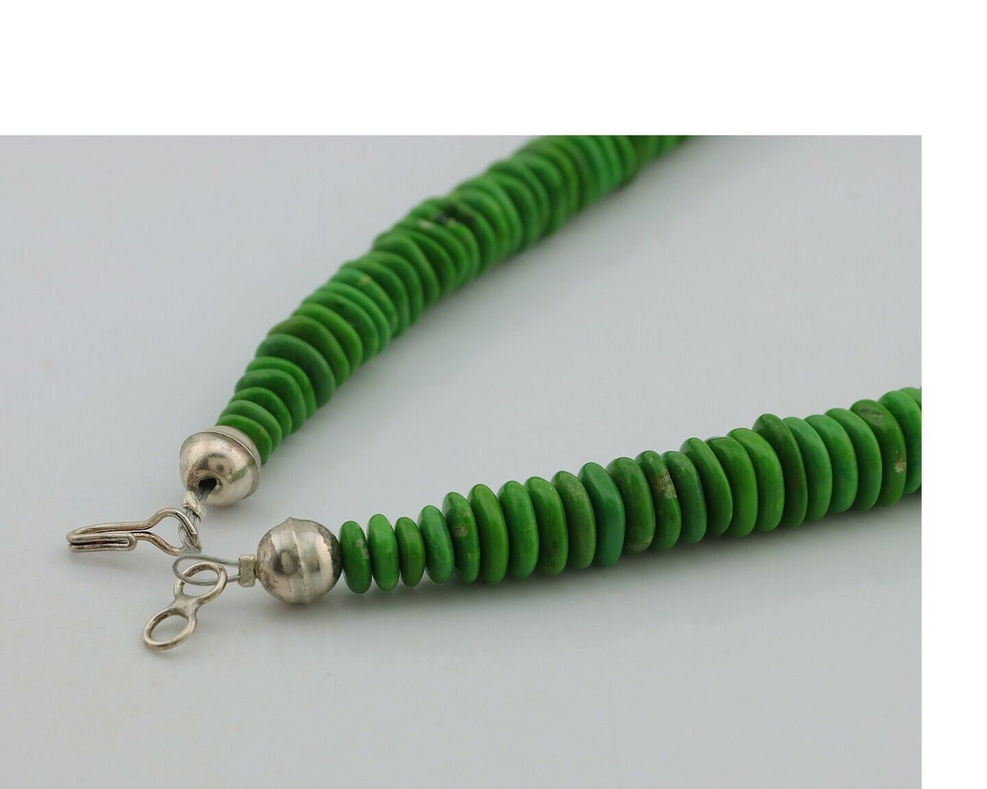 Navajo Necklace 925 Silver Green Apple Mojave Turquoise Native American Artist