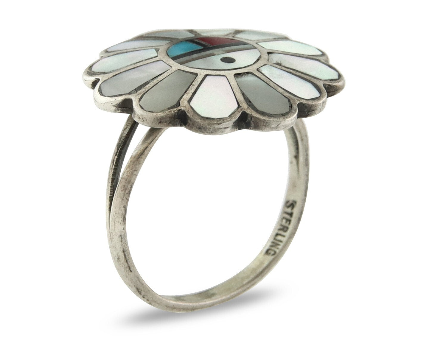 Vintage Zuni Ring 925 Sterling Silver Natural Gemstone Size 6.0