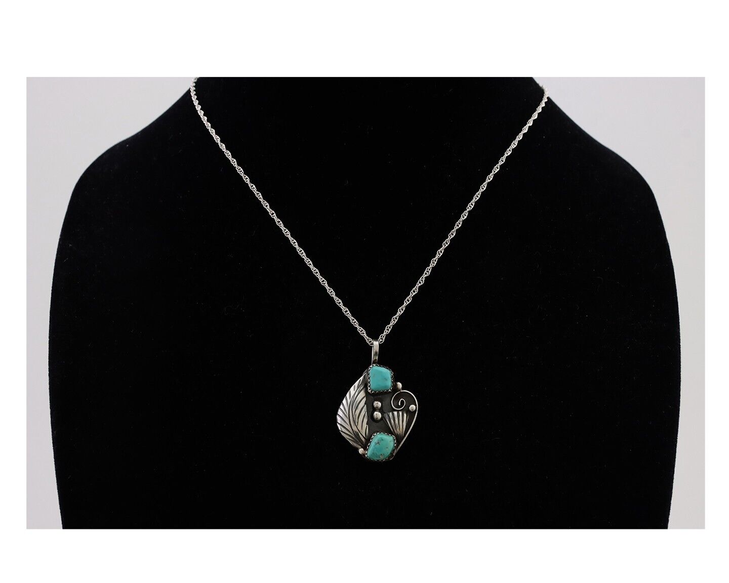 Navajo Turquoise Handmade Necklace 925 Silver Artist Signed PM C.80s