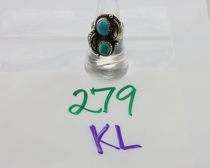 Navajo Ring 925 Silver Natural Blue Green Turquoise Signed MC C.80's