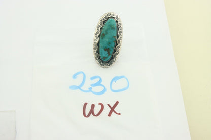 Navajo Ring 925 Sterling Turquoise Handmade Signed M Cat C.80's Size 9.5