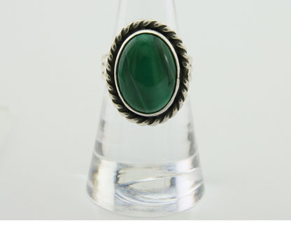 Navajo Ring 925 Silver Natural Malachite Native American Artist C.80's