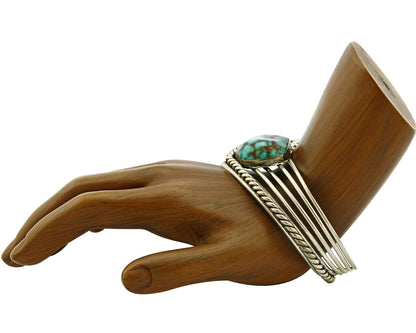 Navajo Handmade .925 SOLID Silver Natural Turquoise 5 Row Cuff Bracelet