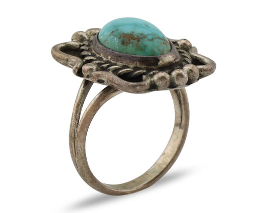 Navajo Ring 925 Silver Blue Turquoise Native American Artist C.80's