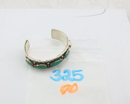 Navajo Cuff Bracelet Sterling Silver Turquoise Handmade Vintage Signed DZ