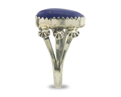 Navajo Ring 925 Sterling Natural Lapis Handmade Native Artist C.80's