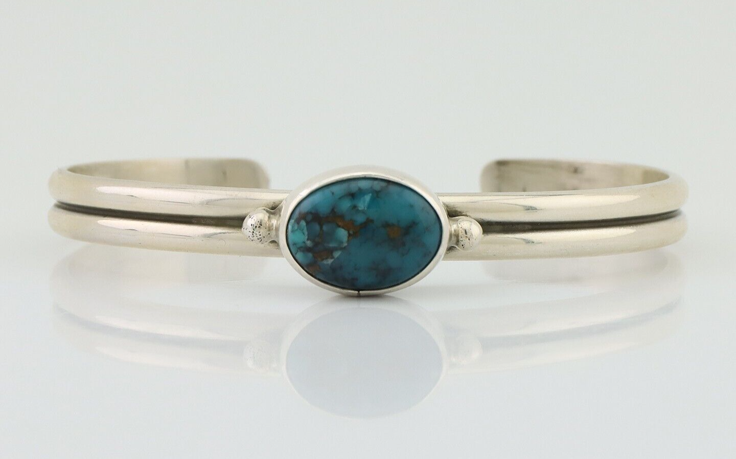 Navajo Cuff Bracelet 925 Silver Natural Blue Turquoise Native American C.80's