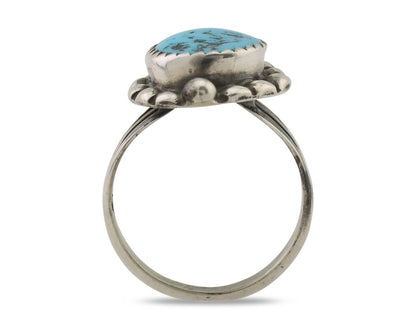 Navajo Ring 925 Silver Sleeping Beauty Turquoise Artist Signed SC C.80's