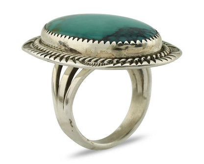 Navajo Ring 925 Silver Natural Blue Turquoise Signed William Denetdale C.80's