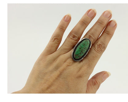 Navajo Ring 925 Silver Spiderweb Turquoise Aritst Signed William Denetdale C.80s