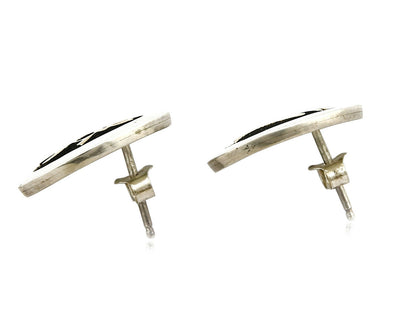 Navajo Dangle Earrings .925 Silver & 14k Solid Gold MM Rogers & DJM