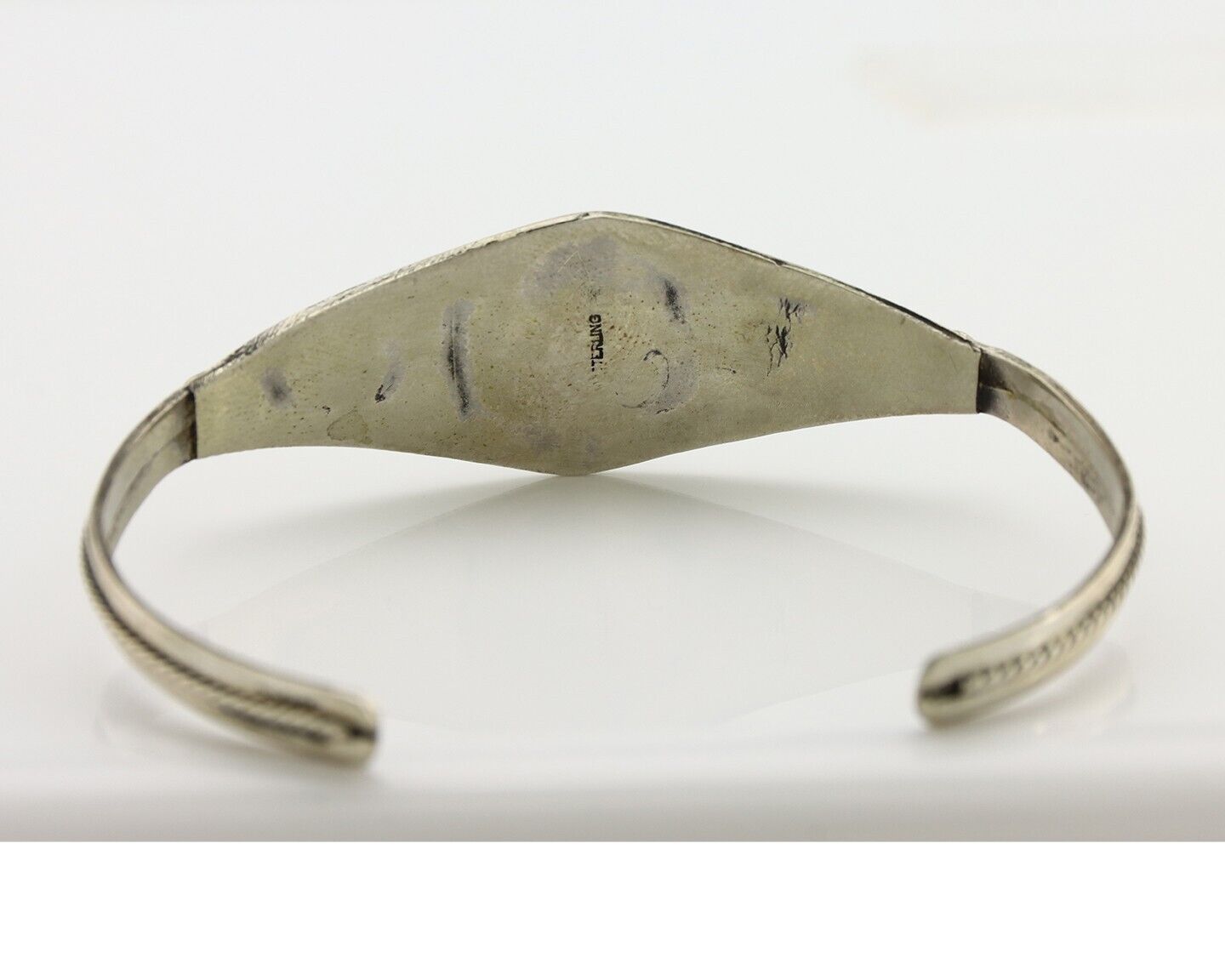 Navajo Bracelet 925 Silver Spiderweb Turquoise Native American Artist C.80's