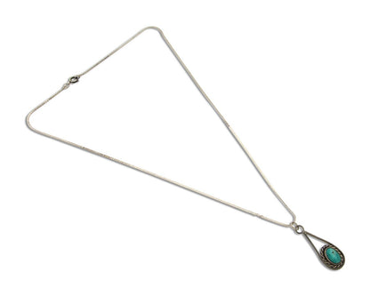 Navajo Necklace 925 Silver Natural Turquoise Artist Native American C.80's