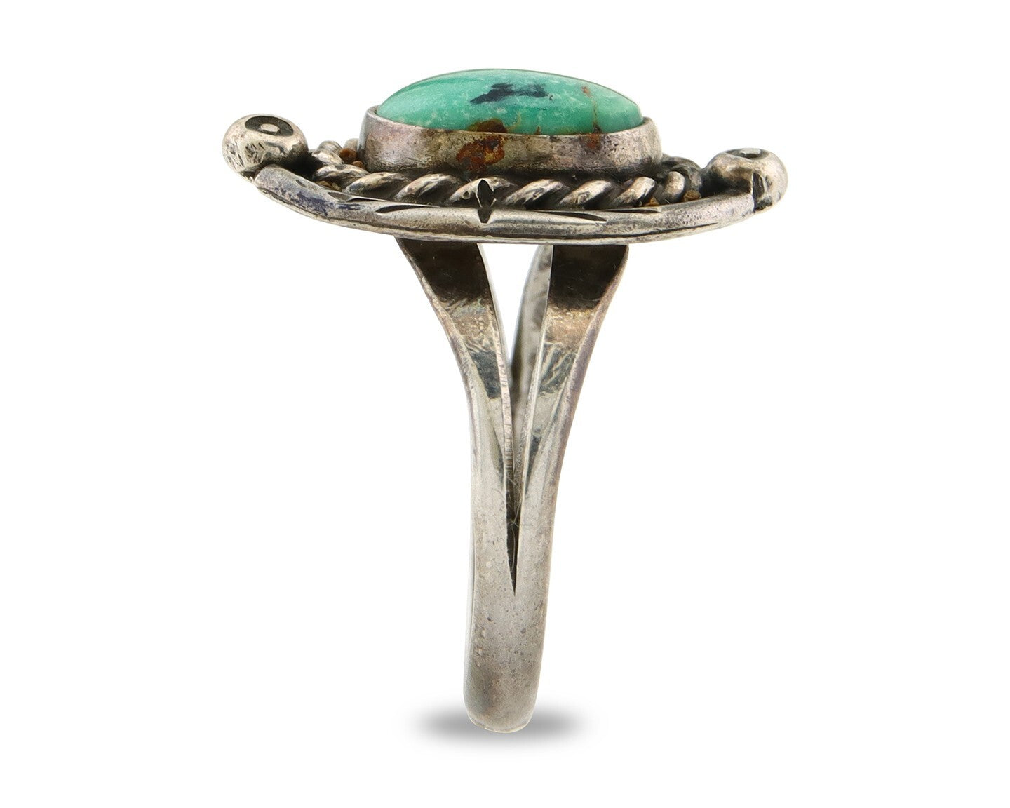 Navajo Ring 925 Sterling Natural Mined Arizona Turquoise C.80's Size 7.5