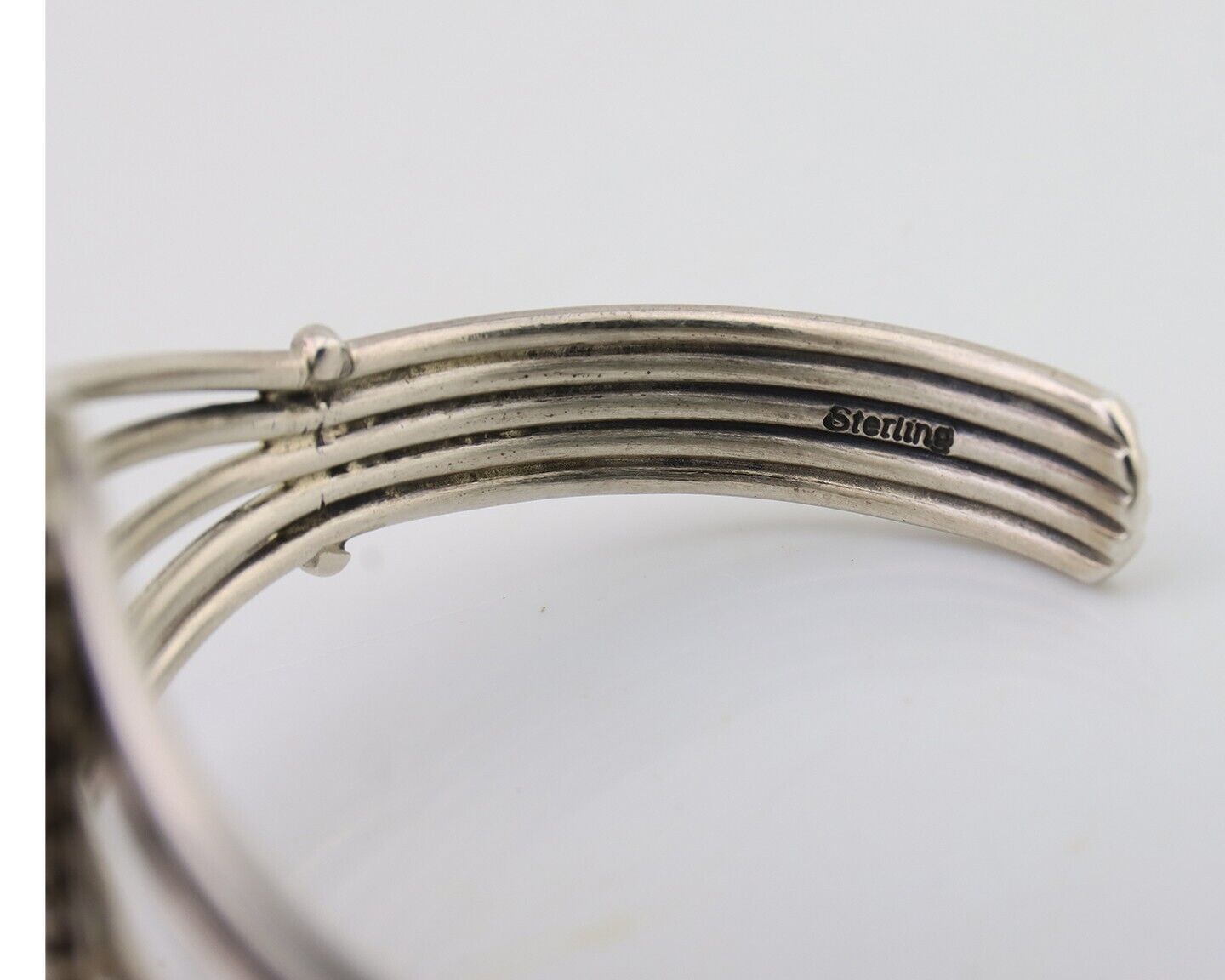 Navajo Cuff Bracelet 925 Silver Natural Blue Turquoise Native Artist C.80's