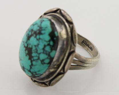 Navajo Handmade Ring 925 Silver Turquoise Native American Artist C.80's