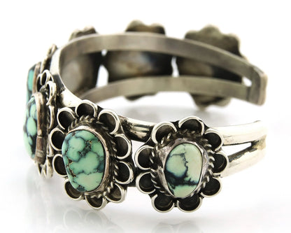 Navajo Cuff Bracelet Sterling Silver Natural Damele Turquoise Vintage Handmade