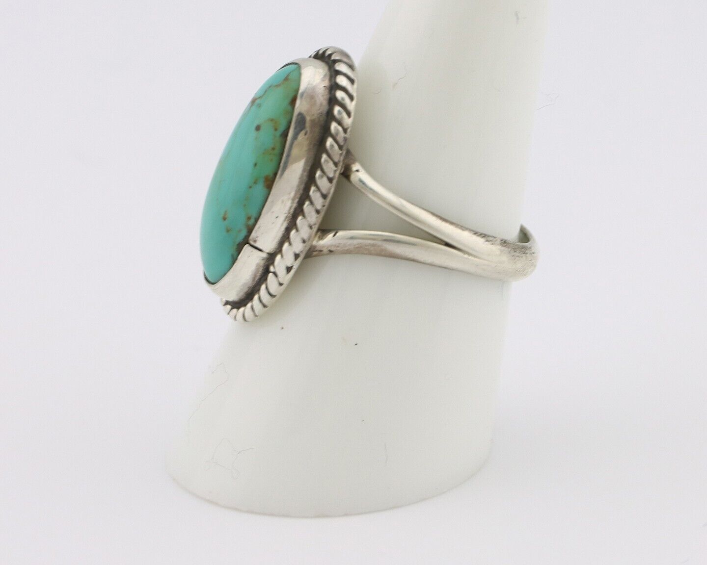 Navajo Ring .925 Silver Natural Kingman Turquoise Native American Artist C.80's