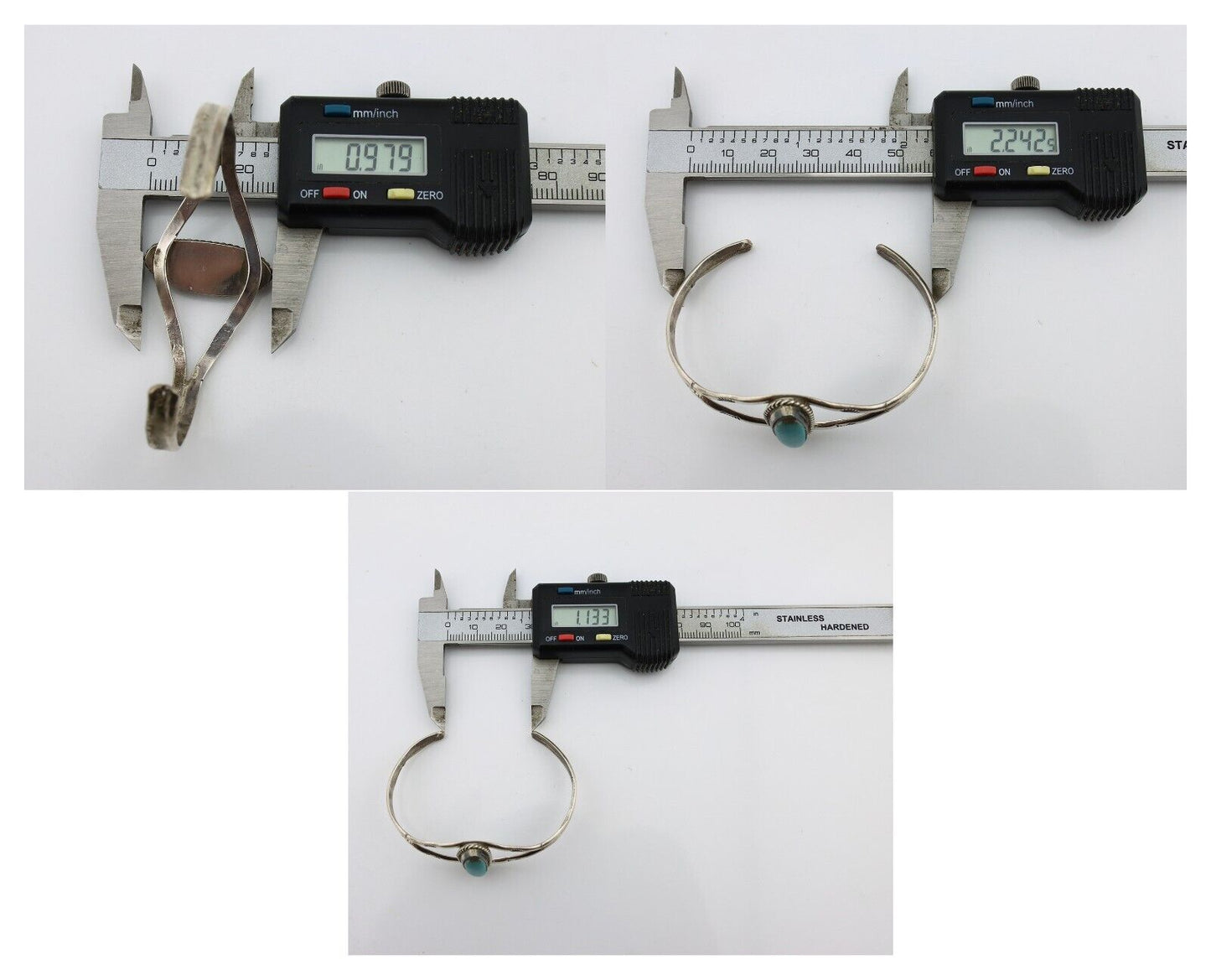 Navajo Bracelet 925 Silver Natural Blue Turquoise Artist Signed LB C.80's