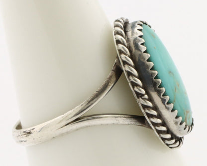 Navajo Ring 925 Silver Kingman Turquoise Native American Artist C.80's