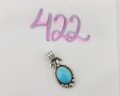 Navajo Pendant 925 Silver Natural Turquoise Artist Signed RB C.80's