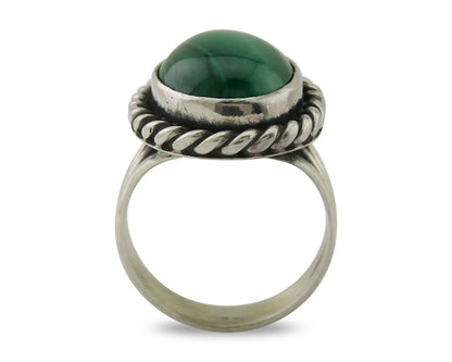 Navajo Ring 925 Silver Natural Malachite Native American Artist C.80's