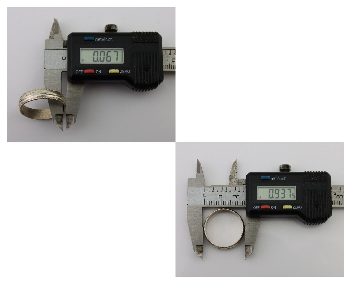 Navajo Hand Stamped Band 925 Silver 6.0 mm Native Artist Size 11.75 C.80's