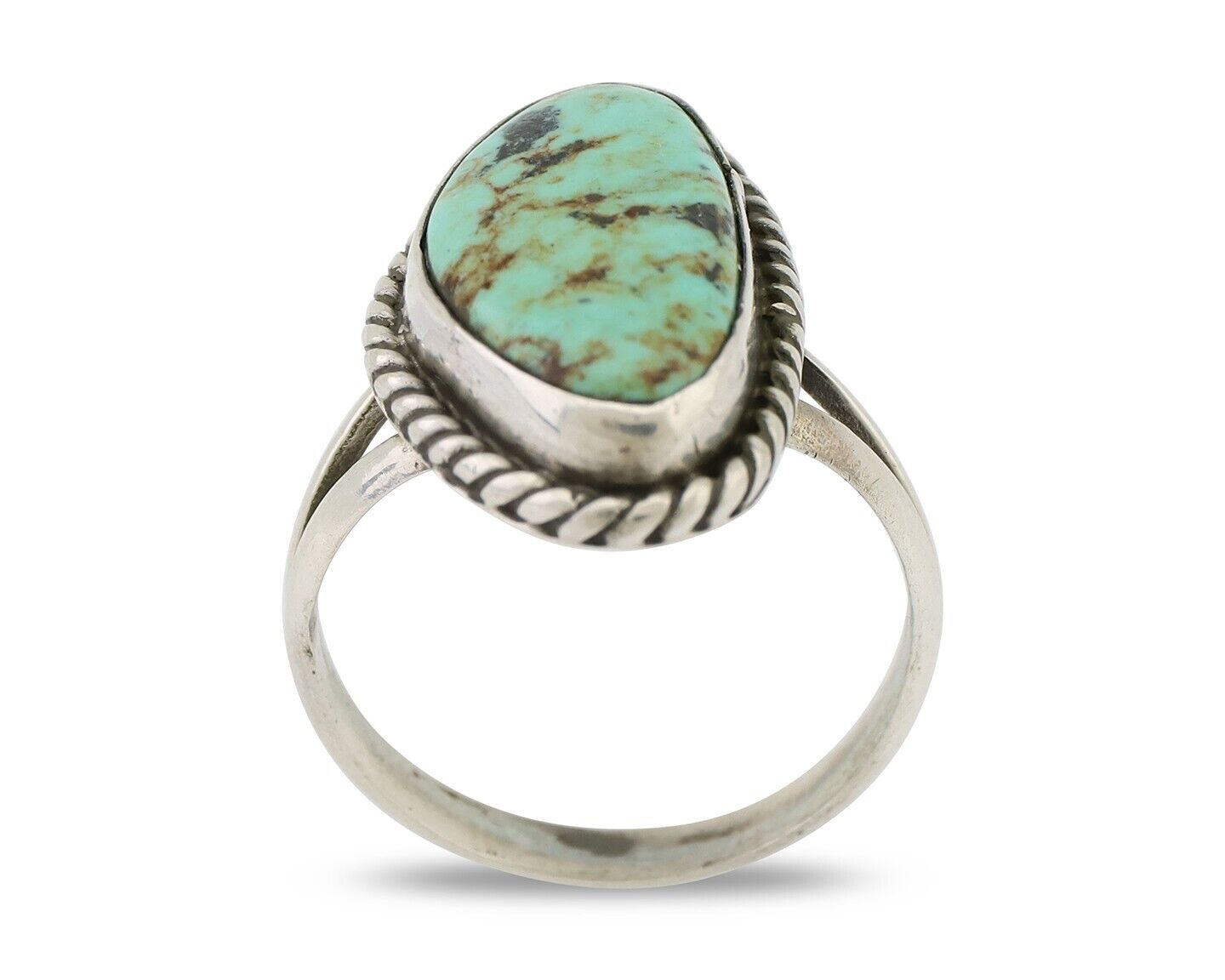 Navajo Ring 925 Silver Kingman Turquoise Artist Signed Rabbit Sticks C.80's