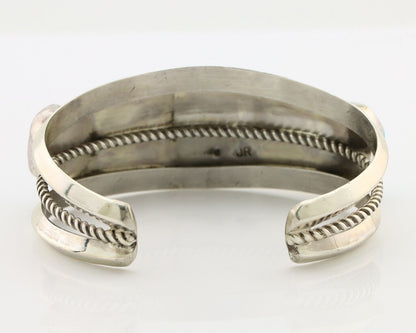 Navajo Bracelet 925 Silver Nugget Sleeping Beauty Turquoise Artist Signed JR C80