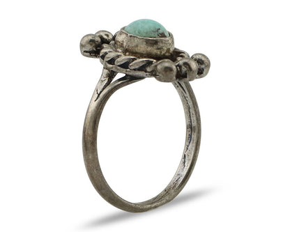 Navajo Ring 925 Silver Natural Blue Turquoise Native American Artist C.1980's