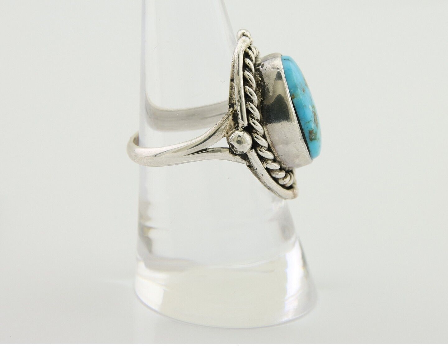 Navajo Ring 925 Silver Blue Turquoise Native American Artist C.80's