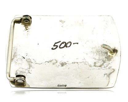 Navajo Belt Buckle .925 SOLID Sterling Silver Handmade Overlay Circa 1980's