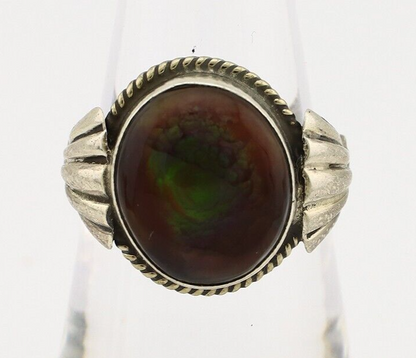 Navajo Handmade Ring 925 Silver Natural High Grade Fire Opal Native Artist C.80s