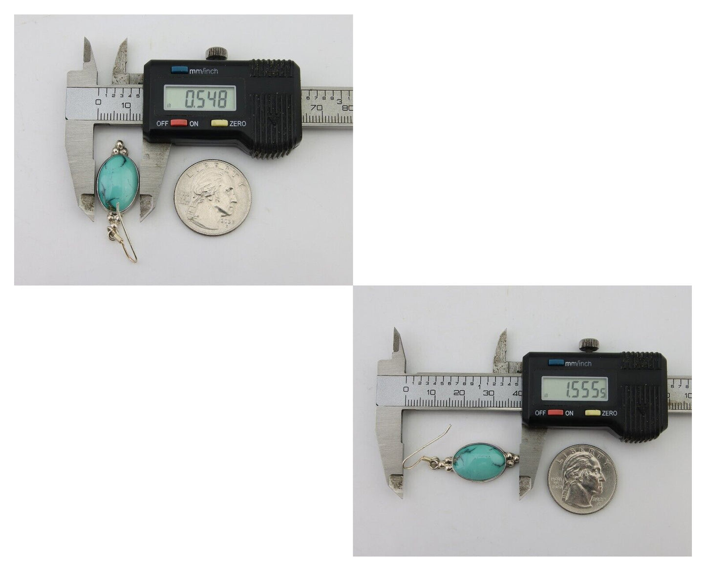 Navajo Dangle Earrings 925 Natural Turquoise Native Inca Mfg C.80's