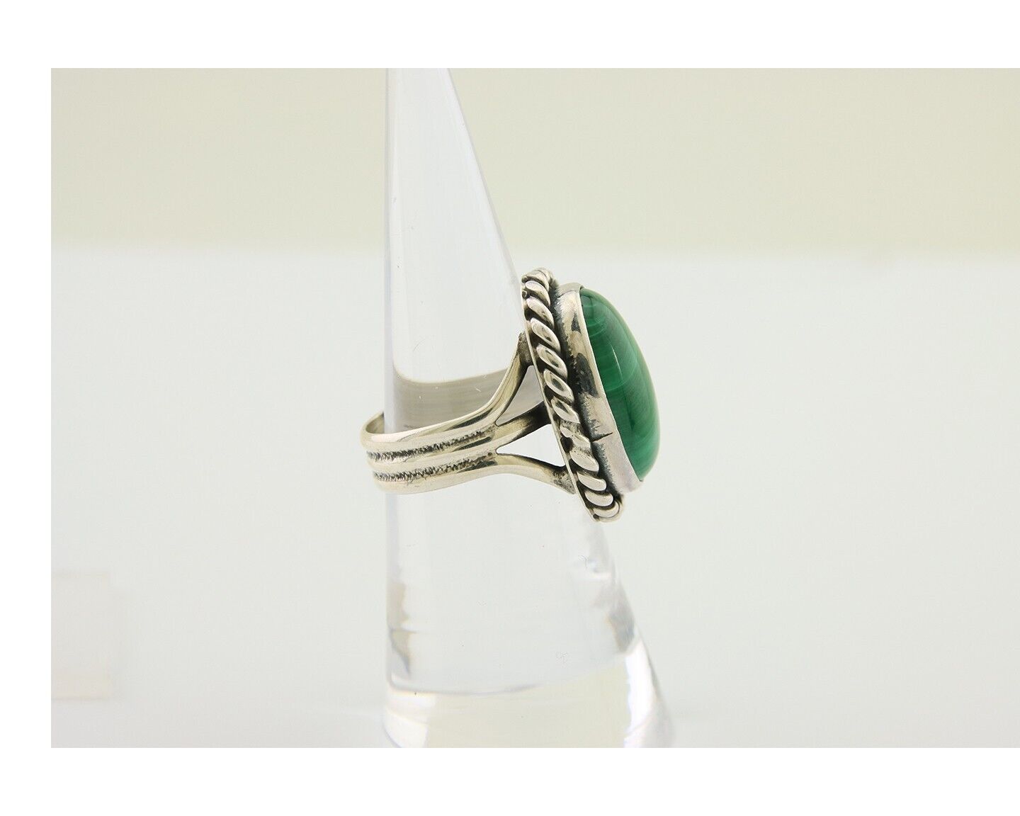 Navajo Handmade Ring 925 Silver Natural Malachite Native American Artist C.80's