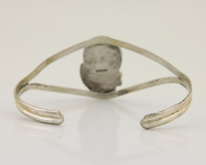 Navajo Hand Stamped Cuff Bracelet Turquoise 925 Silver Native American Artist