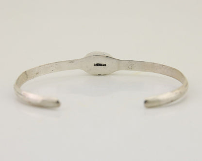 Navajo Hand Stamped Cuff Bracelet Turquoise 925 Silver Native American Artist