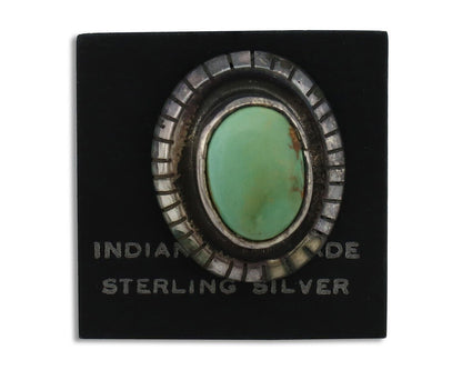 Navajo Tie Tack 925 Silver Natural Mined Turquoise Native American Artist C.80's