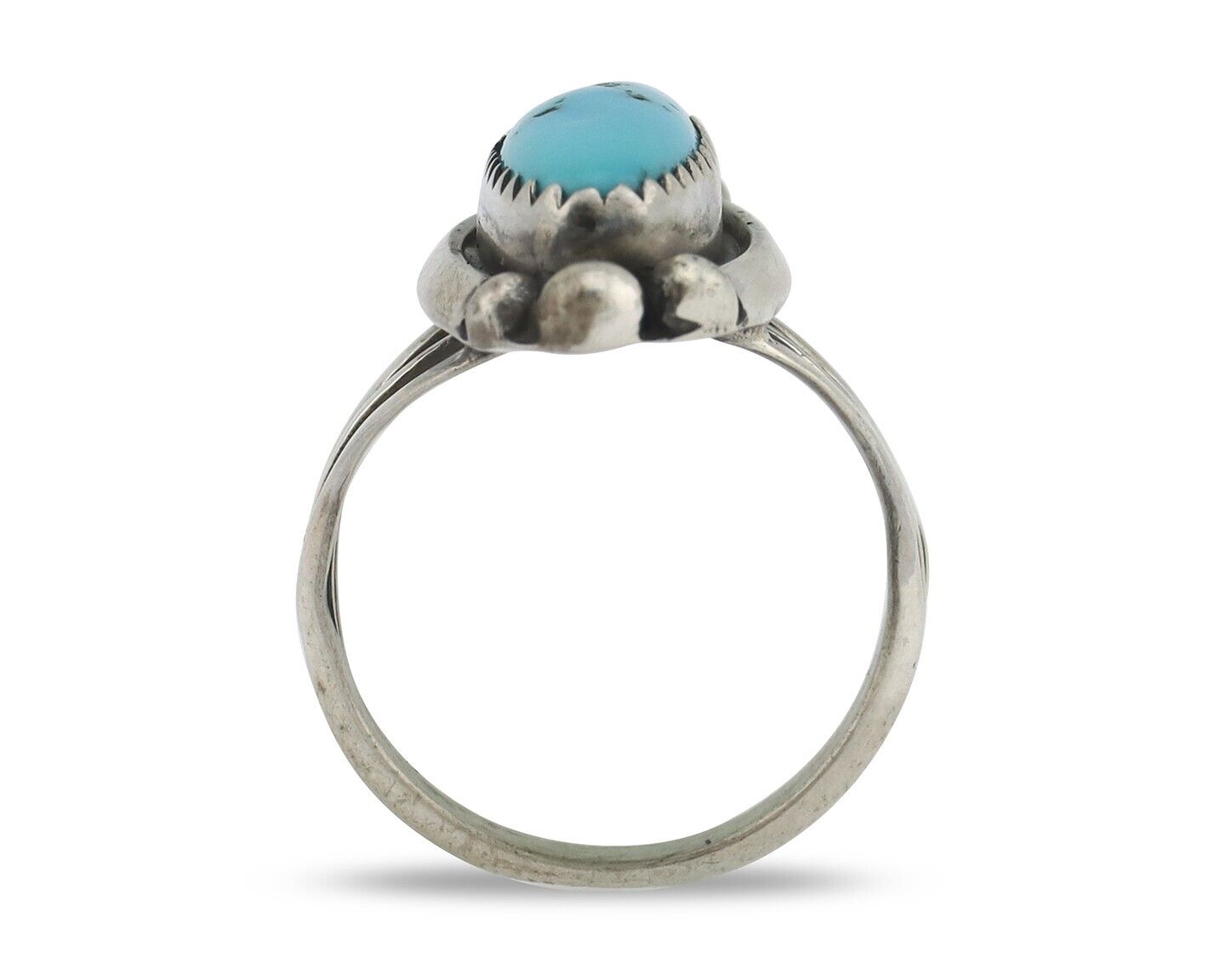 Navajo Ring .925 Silver Sleeping Beauty Turquoise Signed SkyStone Creations C80s
