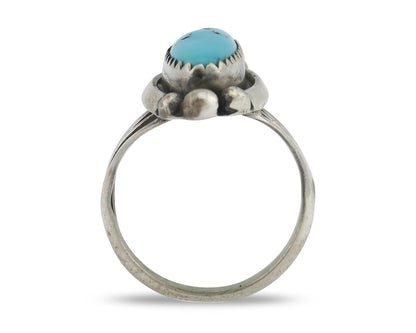 Navajo Ring .925 Silver Sleeping Beauty Turquoise Signed SkyStone Creations C80s