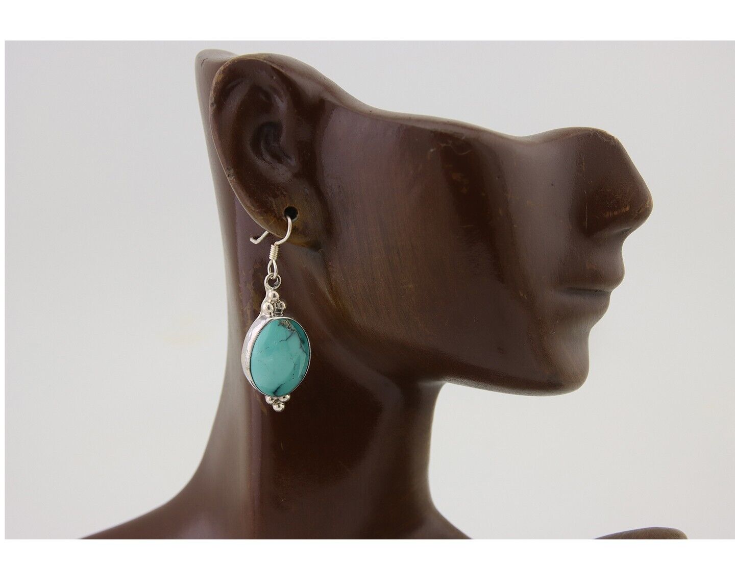 Navajo Dangle Earrings 925 Natural Turquoise Native Inca Mfg C.80's