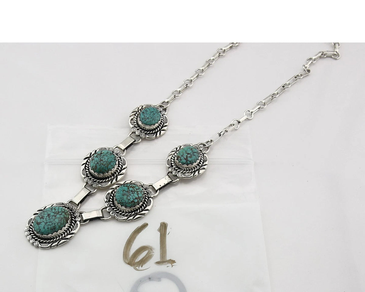 Navajo Necklace Earring Set Sterling Silver Vintage Native Artist Signed NE C80s
